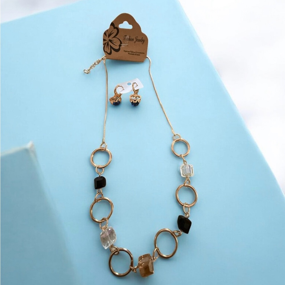 Fashion Jeverlry women's necklace and earring set, in zirconium steel